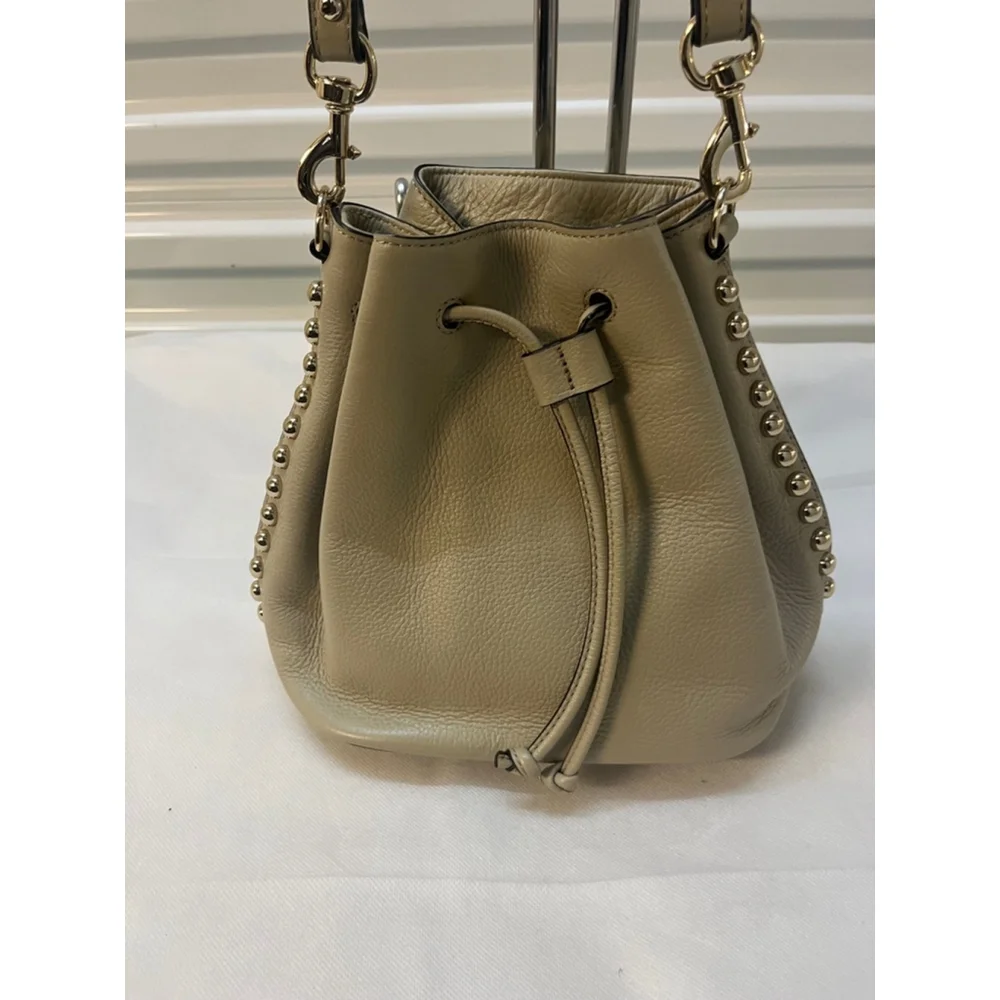Rebecca Minkoff Studded Leather Bucket Bag green with Gold Tone Hardware